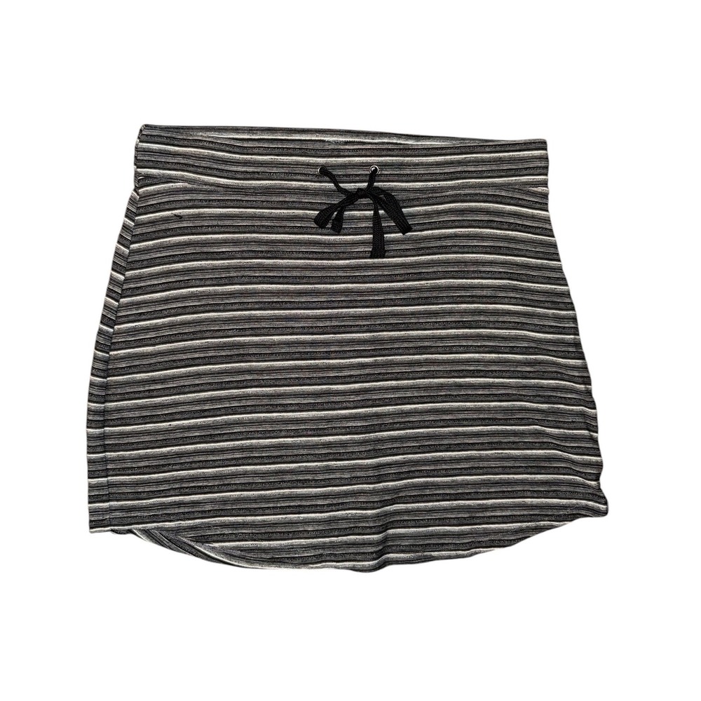 Smartwool Mini Skirt Women Large Grey Striped Merino‎ Wool Drawstring Active